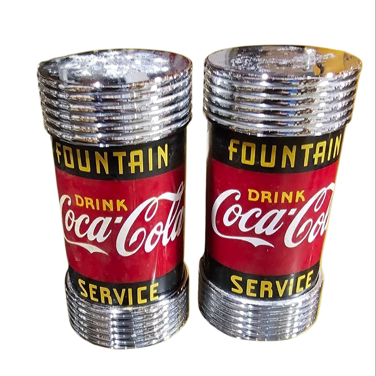 1997 Coca-Cola Fountain Service Salt & Pepper Shaker Set – Retro Diner Collectible
