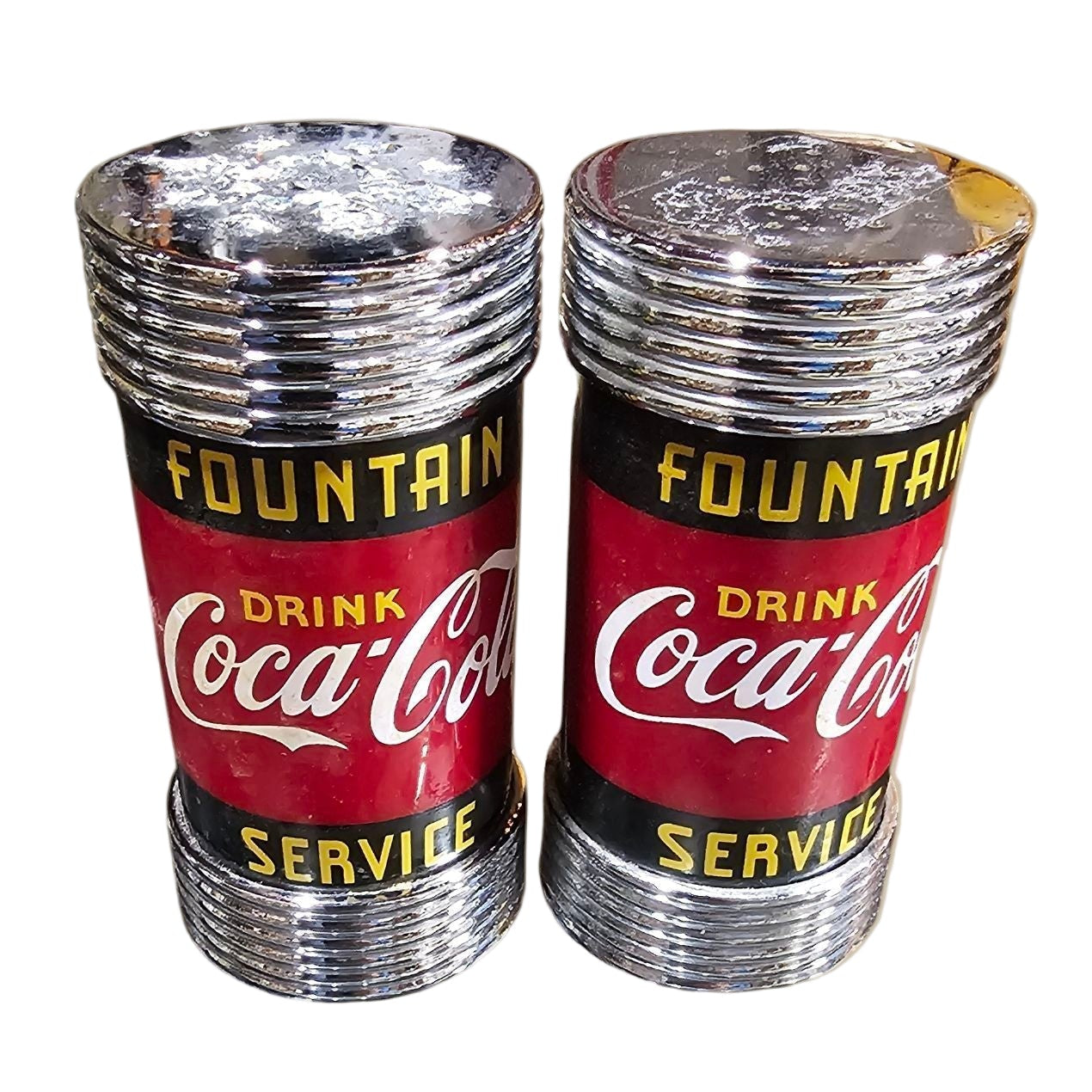 1997 Coca-Cola Fountain Service Salt & Pepper Shaker Set – Retro Diner Collectible