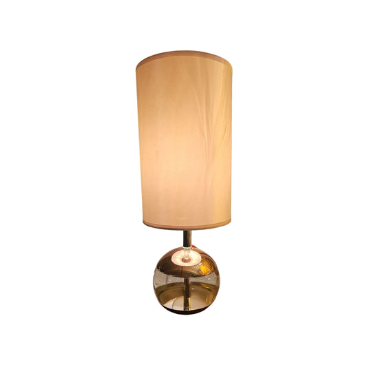 Table Lamp – Mid-Century Modern Orb Base with Drum Shade (1960s–1970s)
