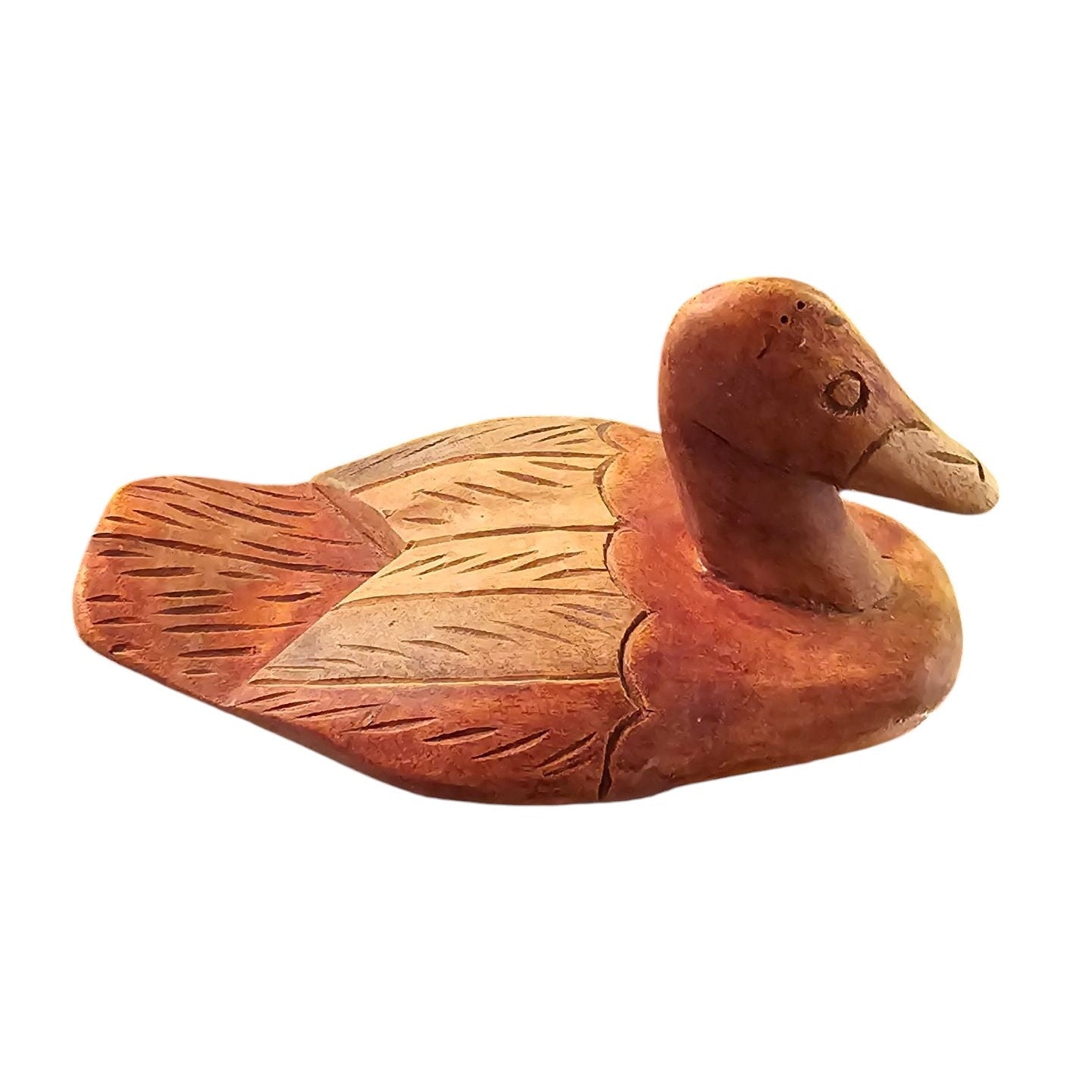 Hand-Carved Wooden Duck Figurine