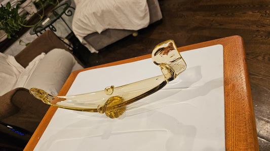 Elongated Amber Art Glass Centerpiece