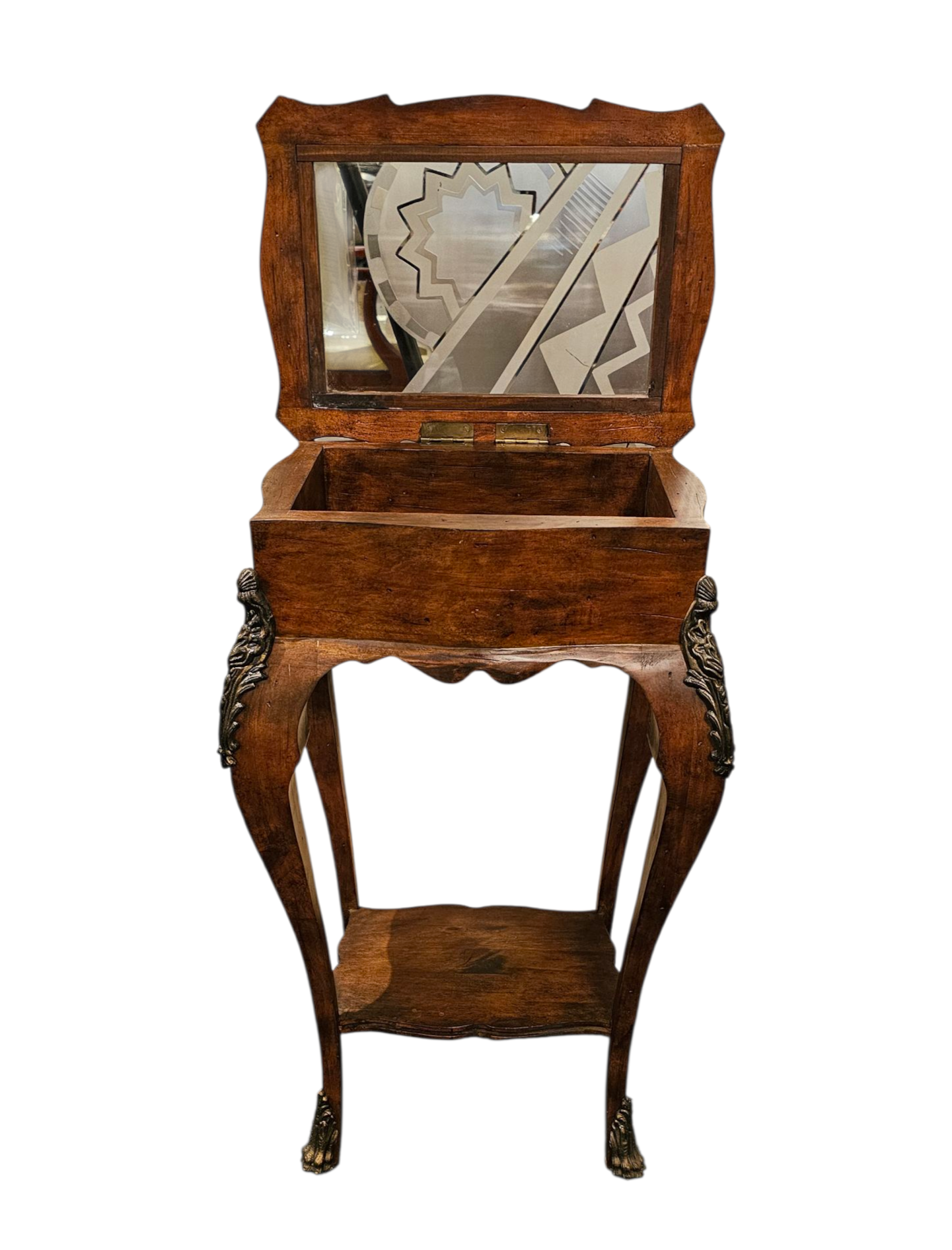 Side Table | Antique Glass-Top Display