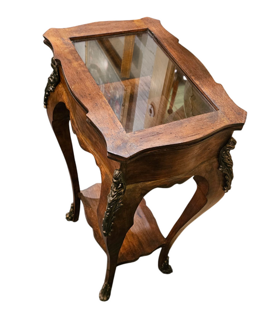 Side Table | Antique Glass-Top Display