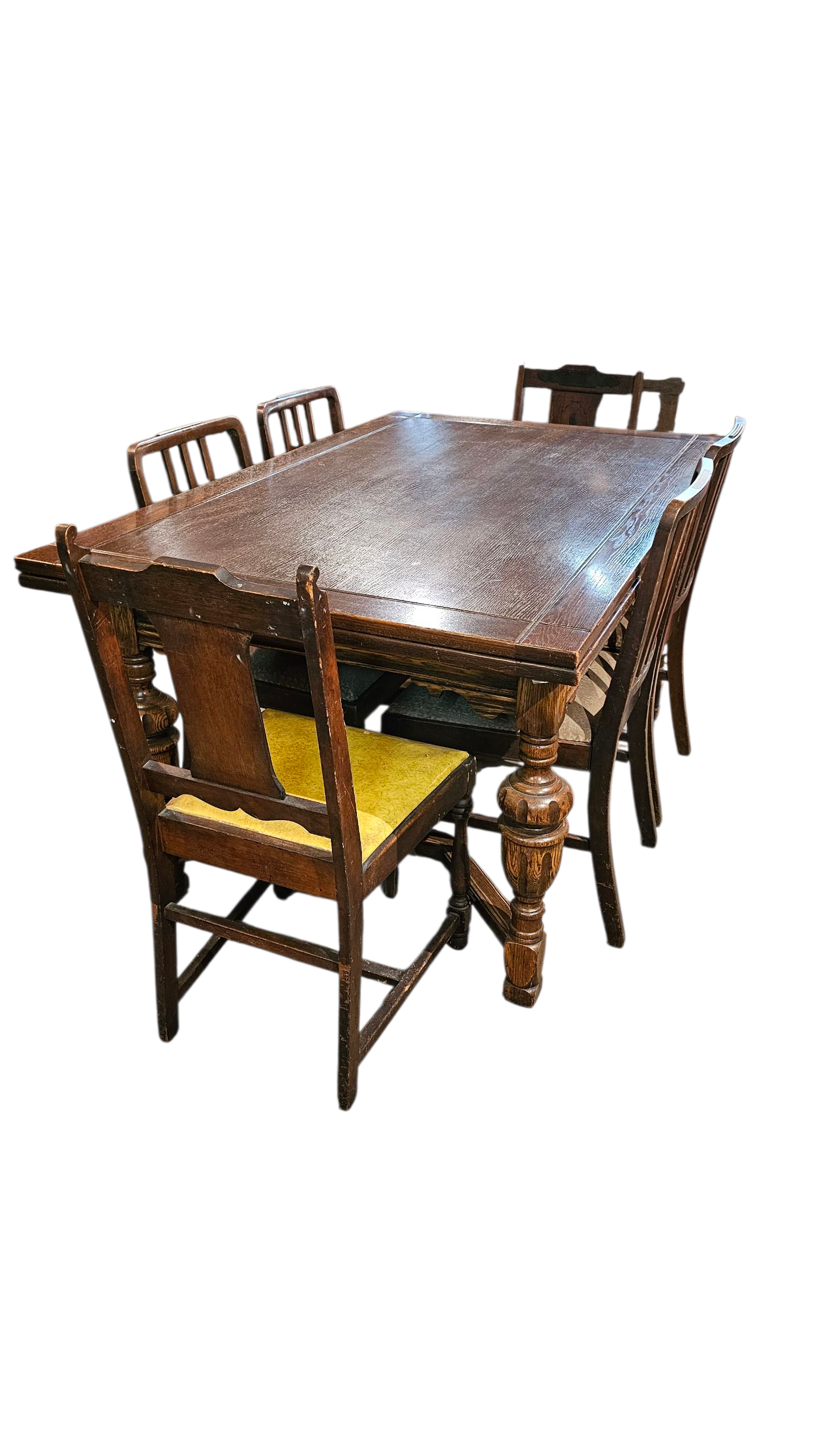 Dining Table & 6 Chair Set | Antique Carved Wood