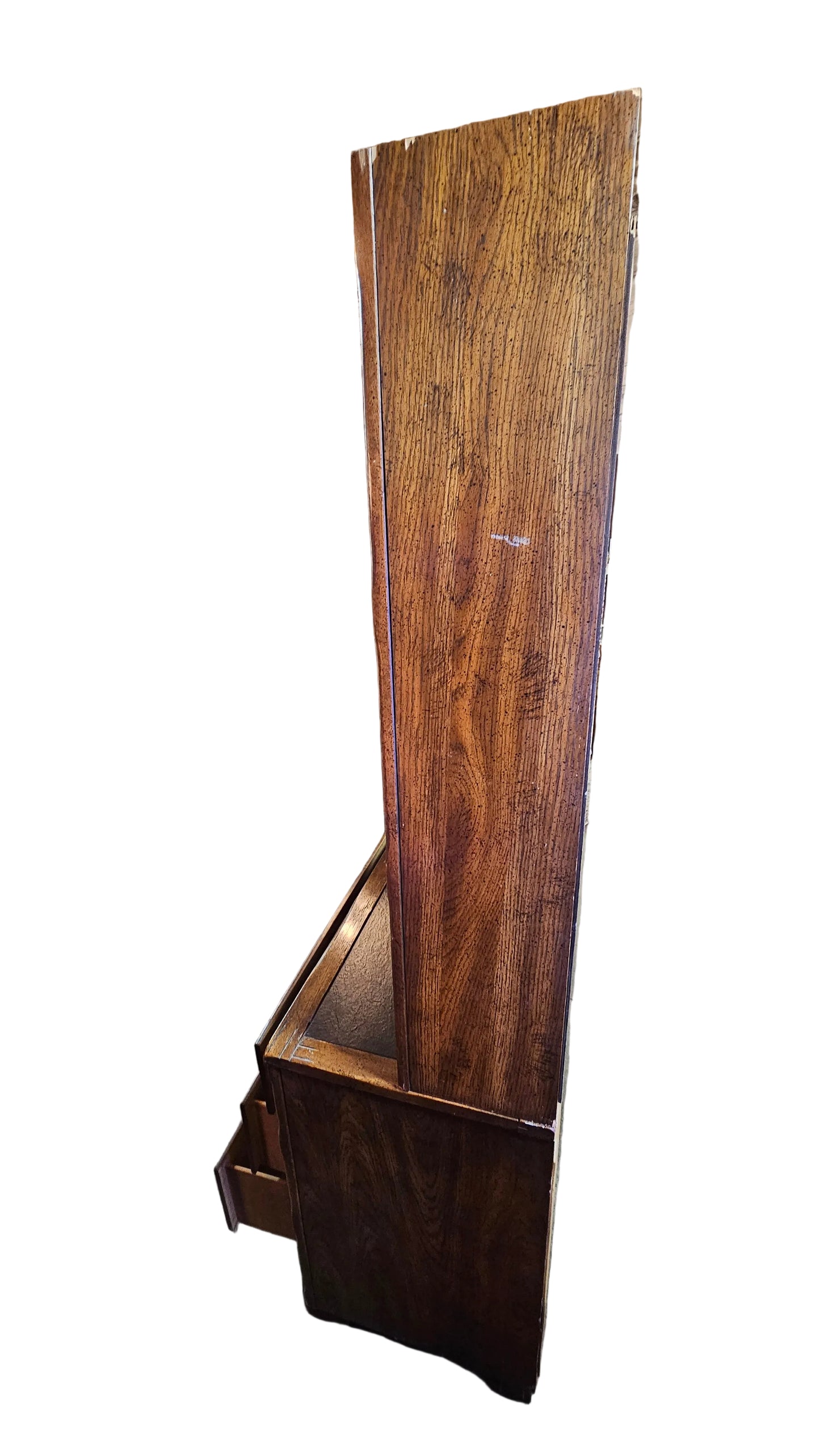 Vintage Solid Wood Hutch with Drawers — Rustic Storage Cabinet