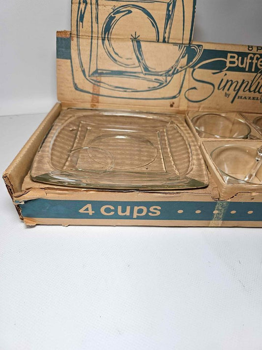 8-Piece Vintage Glass Serving Set – Mid-Century Entertaining Glassware