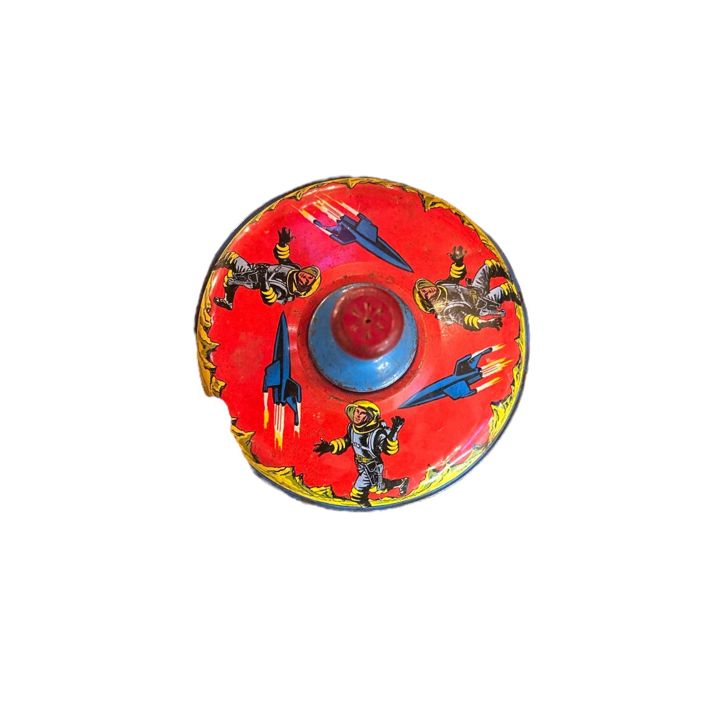 1960s Space Age Spinning Top – Ohio Art Tin Lithograph Astronaut Toy