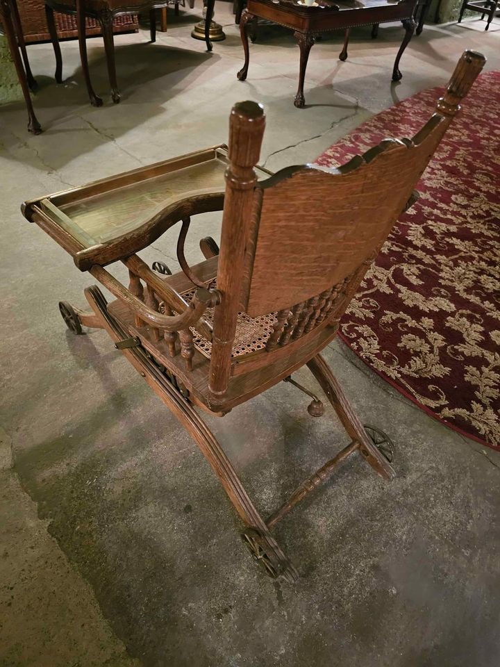 Combination Antique High Chair and Stroller