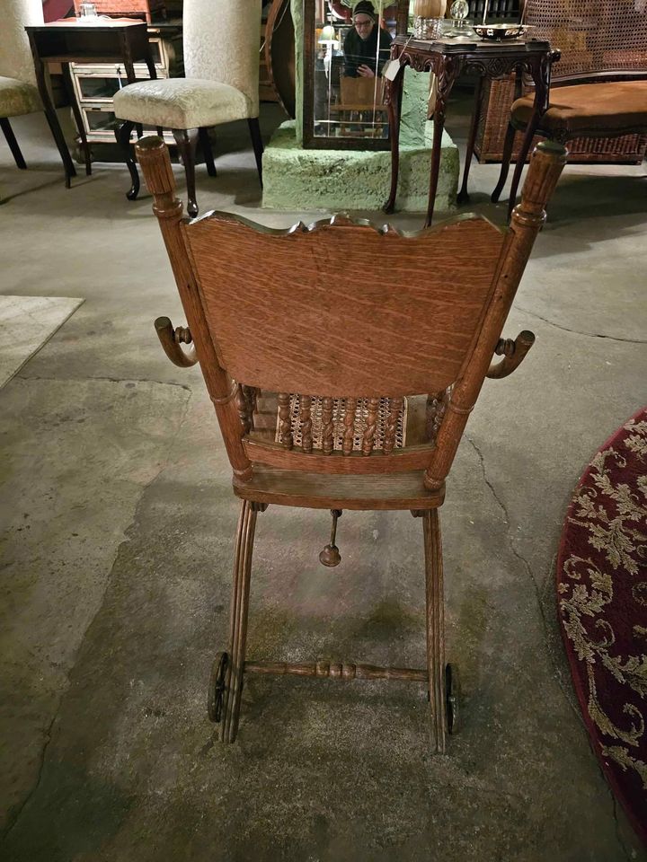 Combination Antique High Chair and Stroller