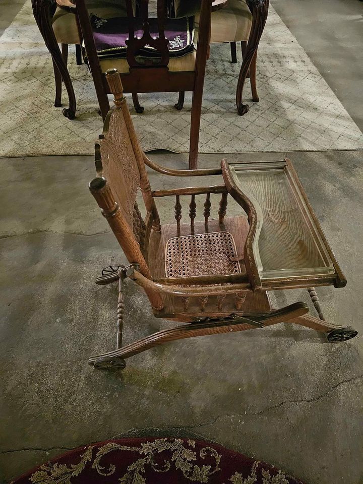 Combination Antique High Chair and Stroller