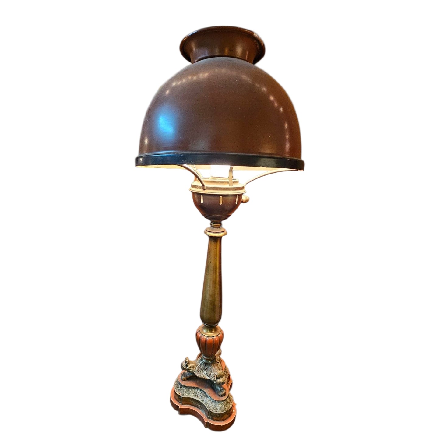 Dome-Shade Desk Lamp Brass and Bronze Patina