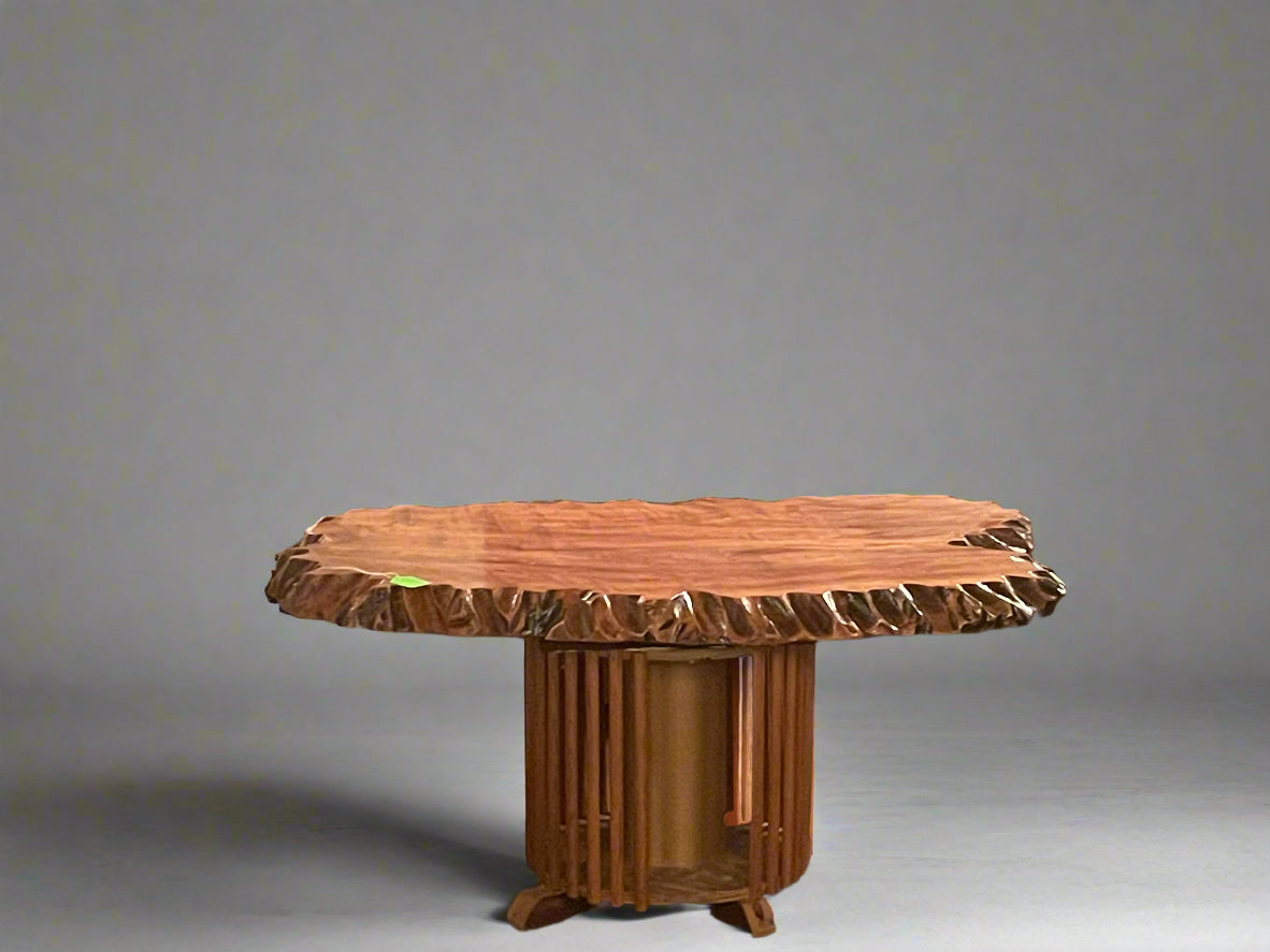 Burled Redwood Coffee Table – Mid-Century Nakashima Style Live Edge Design