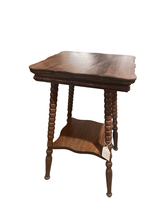 Side Table – Wooden Accent Table with Bobbin Legs