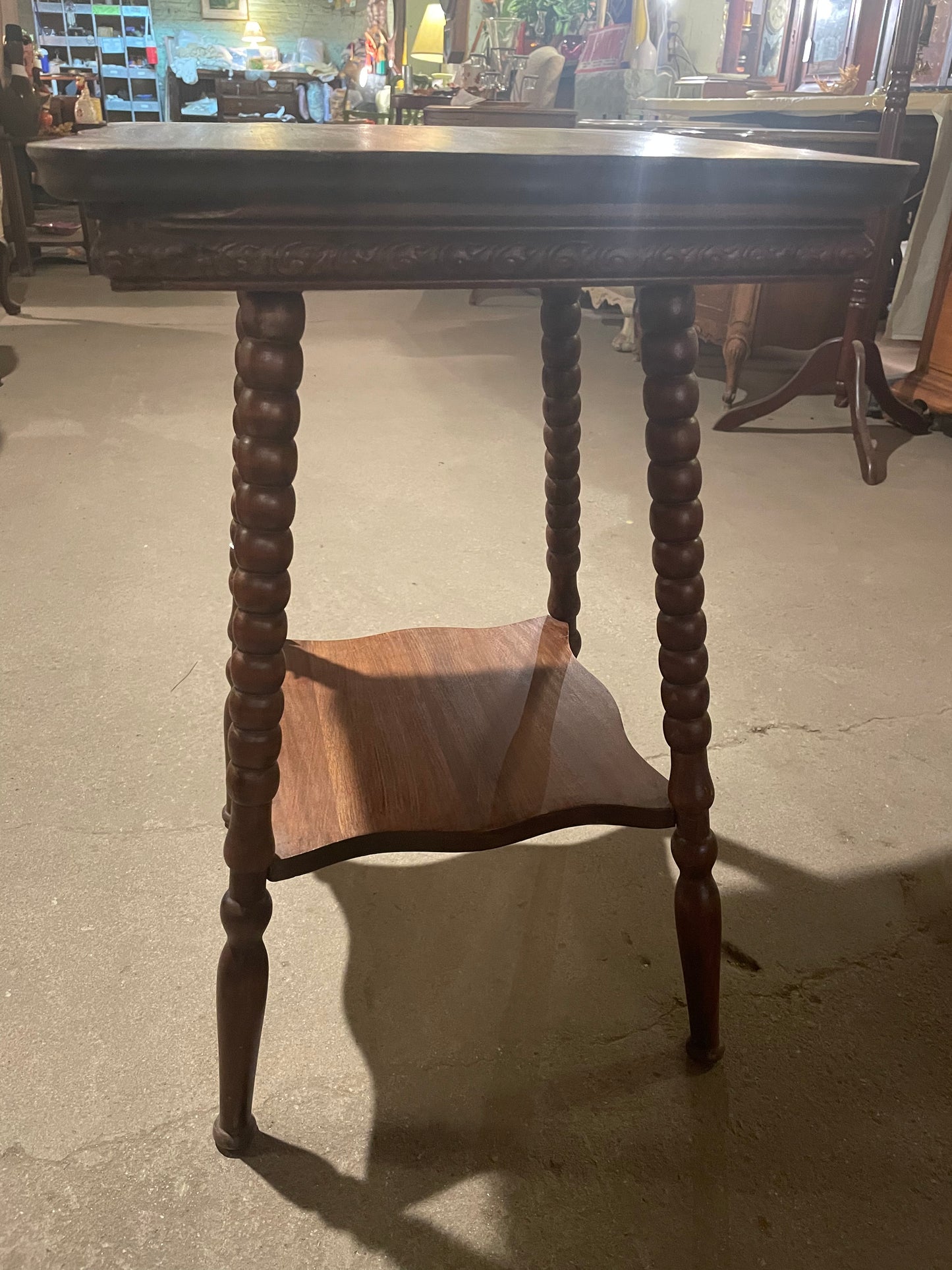 Side Table – Wooden Accent Table with Bobbin Legs