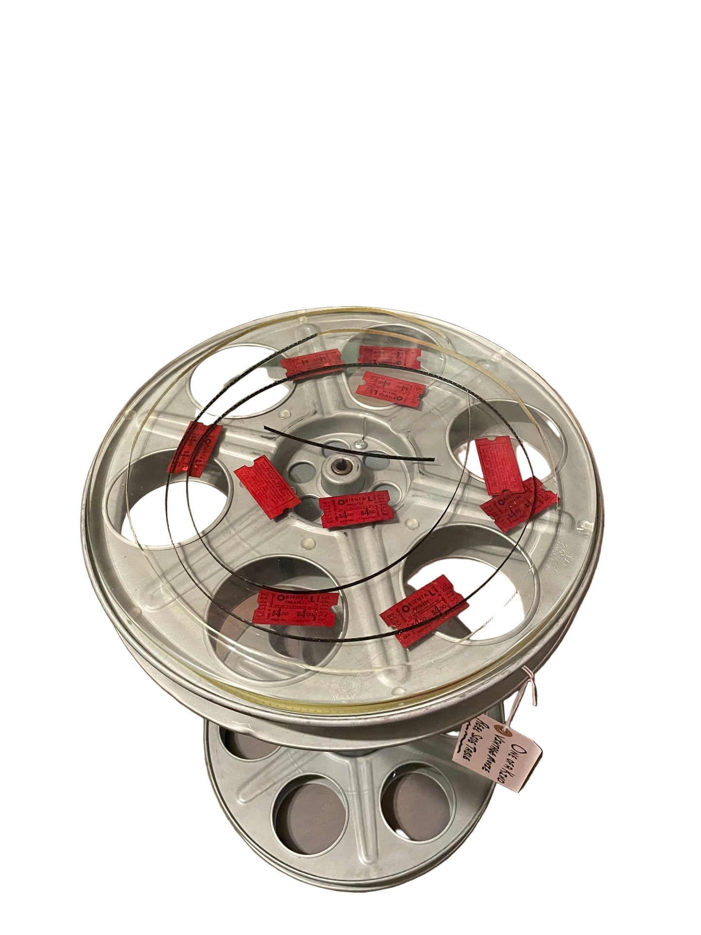 Vintage Film Reel Coffee Table – One-of-a-Kind Industrial Table Crafted from Authentic Movie Reels and Glass Top