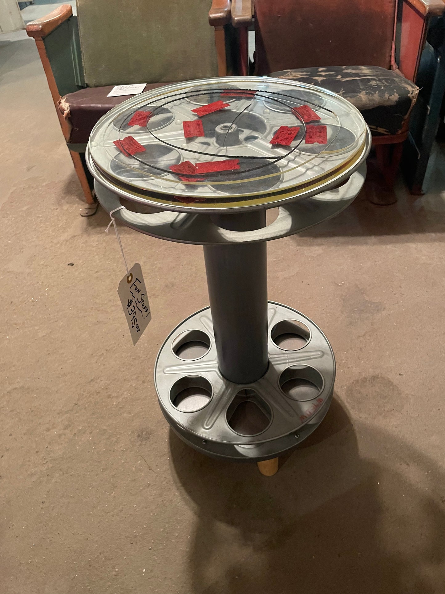 One-of-a-Kind Vintage Film Reel Table