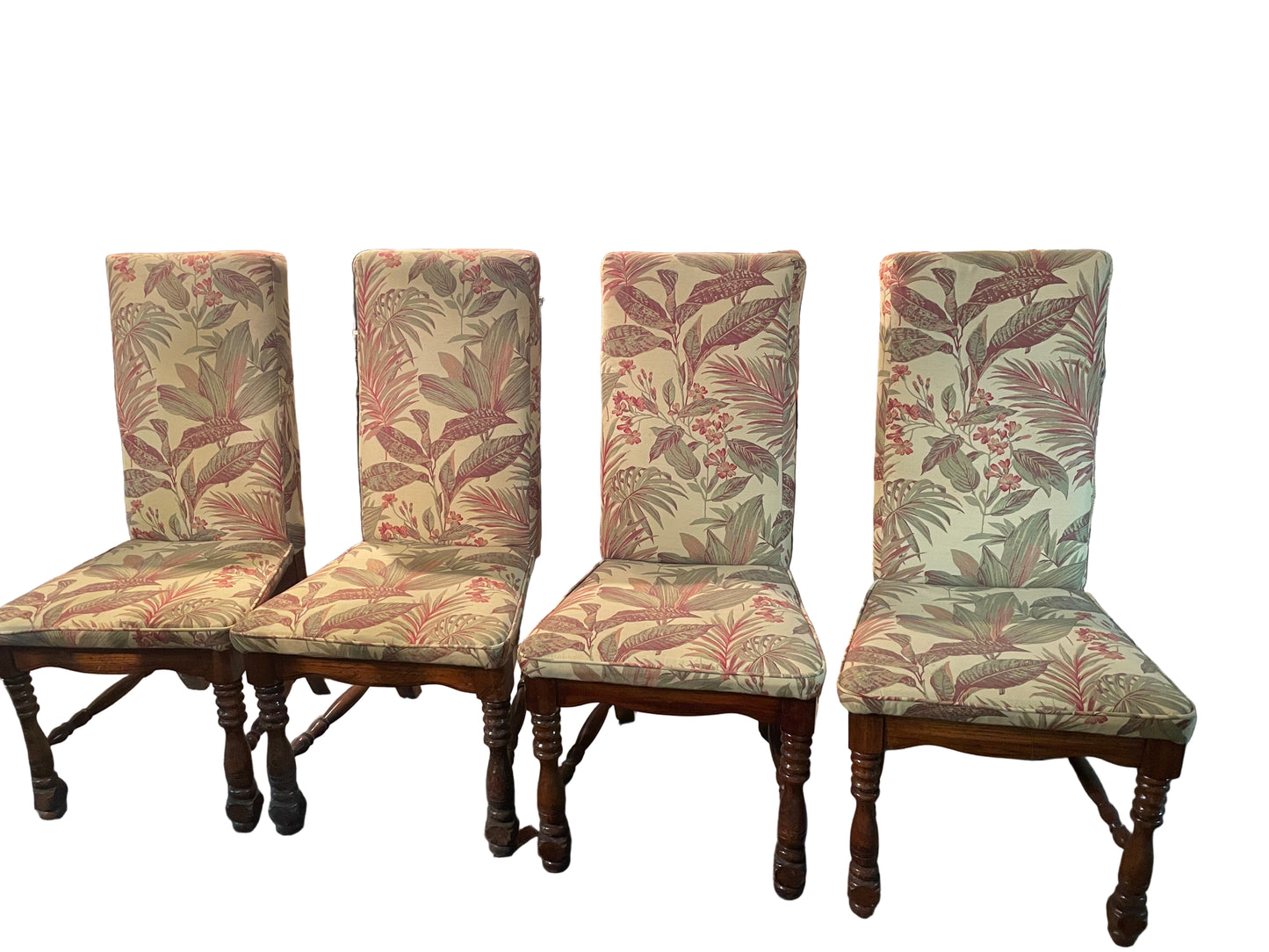 Kitchen Table Set – Wood Veneer Table with 4 Upholstered Chairs