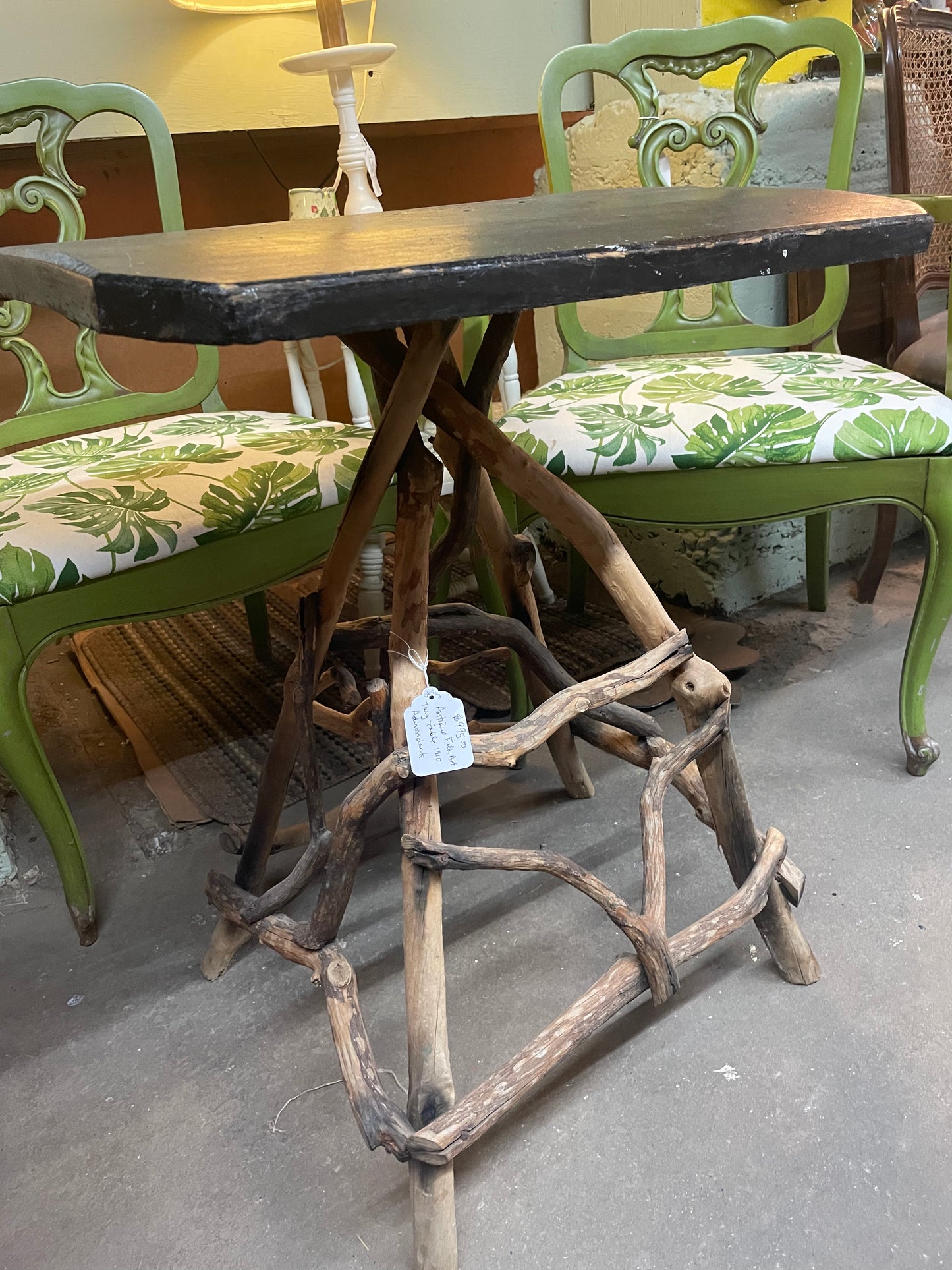 Table – Folk Art Wooden 1910s Twig Accent Table