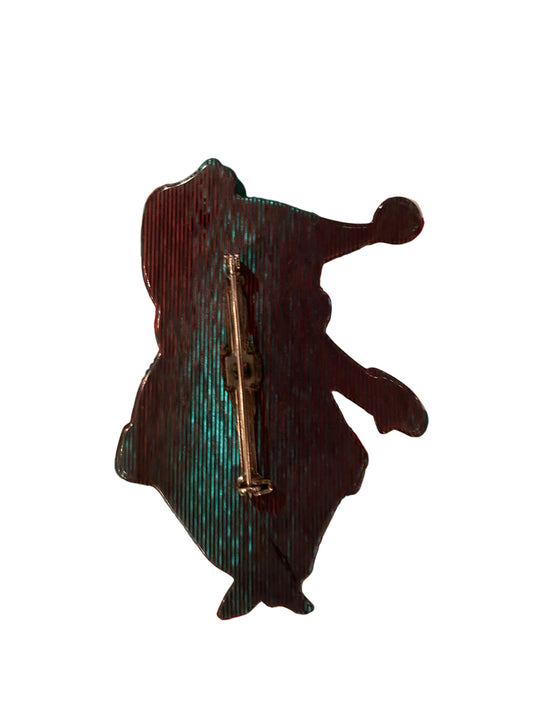 Santa Claus Brooch – Shiny Red Acrylic Christmas Pin