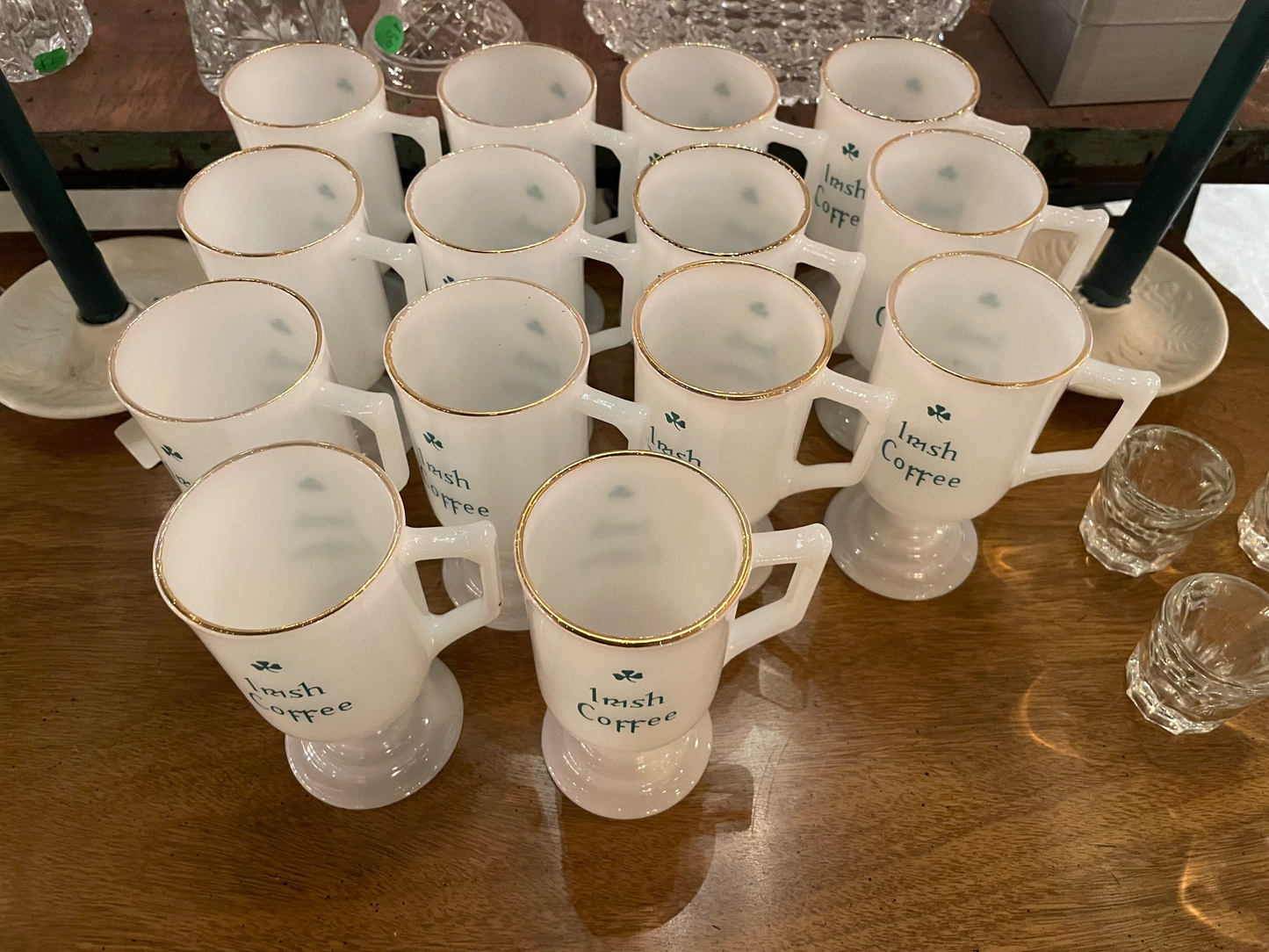 Set of Irish Coffee Glasses – Footed Glass Mugs with Handles
