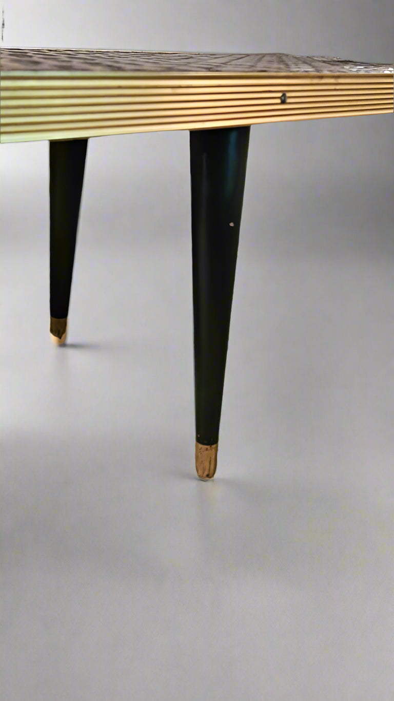 Coffee Table – Mid-Century Modern Tiled Wooden Base with Ceramic Inlay