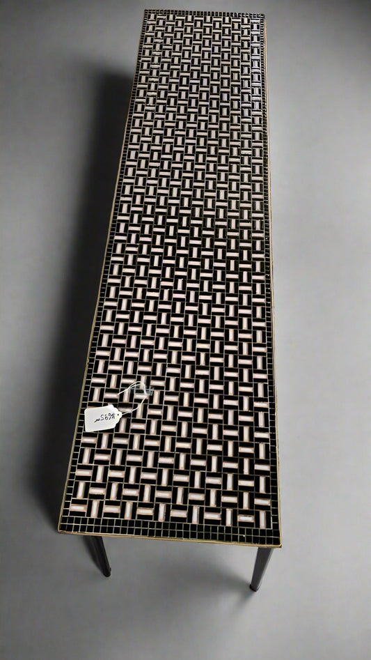 Coffee Table – Mid-Century Modern Tiled Wooden Base with Ceramic Inlay