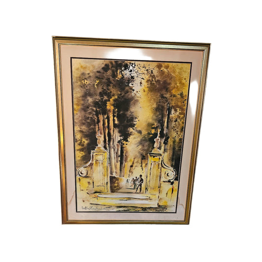 Romantic Garden Walk Scene, Framed Art Print