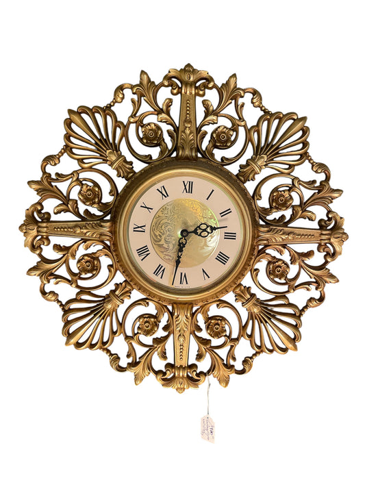 Wall Clock – Hollywood Regency Mid-Century Starburst Metal Design