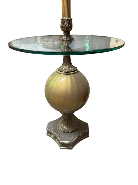 Hollywood Regency MCM Floor Lamp with Glass Table