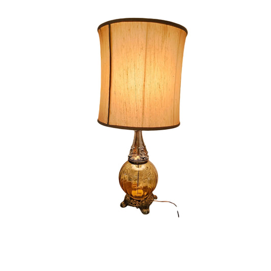 Amber Globe Hollywood Regency Lamp