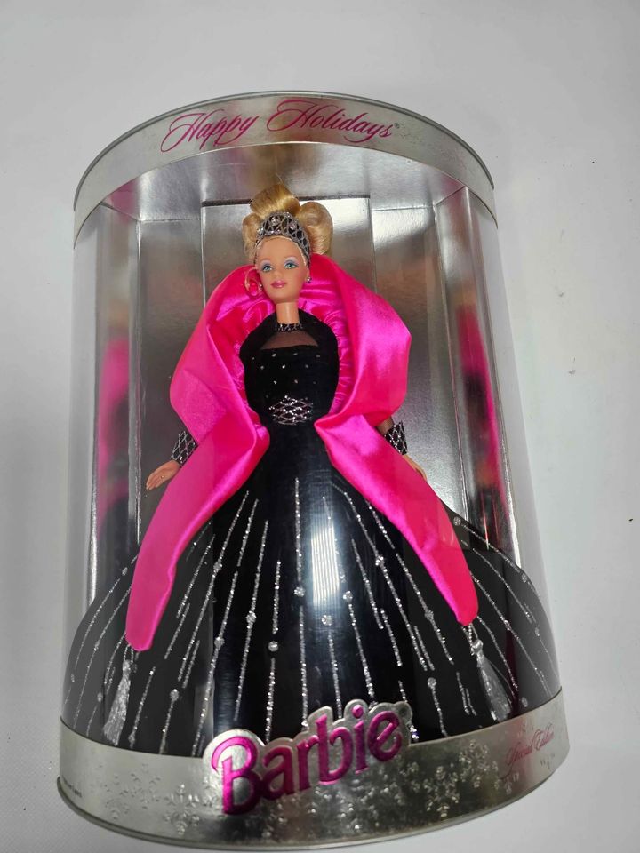 pink dress holiday barbie 1990 Happy Holidays Barbie Special Edition #4