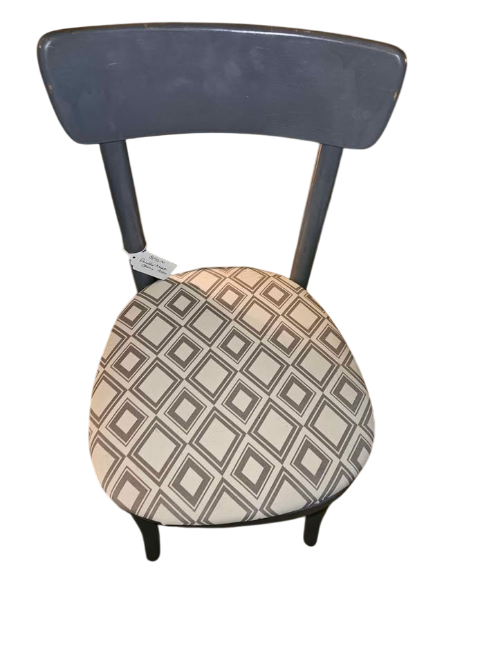 Dining Chairs – Upholstered with Geometric Fabric Set of 6 Vintage Gray