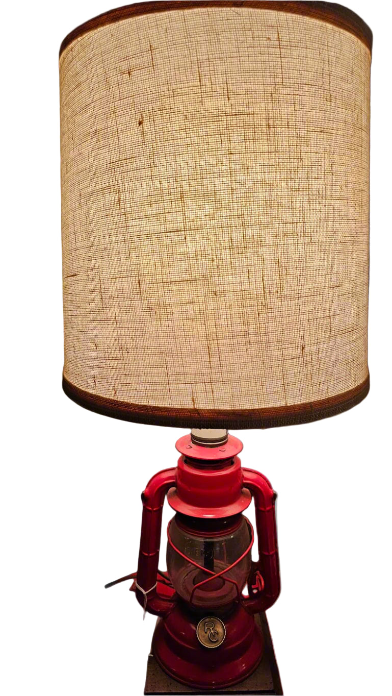 Vintage Dietz Ranch Craft Red Lantern Lamps – Rustic Metal Barn Lighting Pair