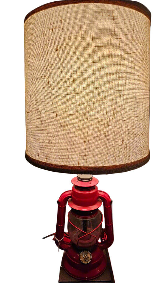 Vintage Dietz Ranch Craft Red Lantern Lamps – Rustic Metal Barn Lighting Pair