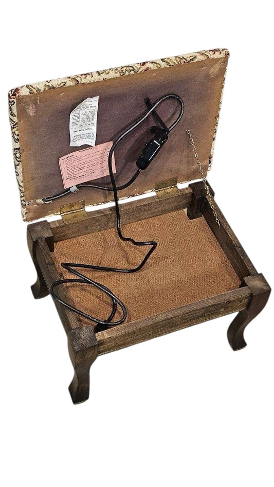 Ottoman – Floral Upholstered Rare Vintage Electric Heated Footstool