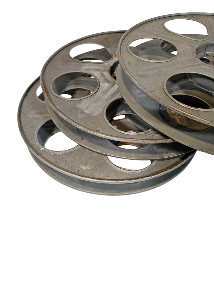 35mm Film Reels – Vintage Metal Movie Canisters from Early Cinema Era