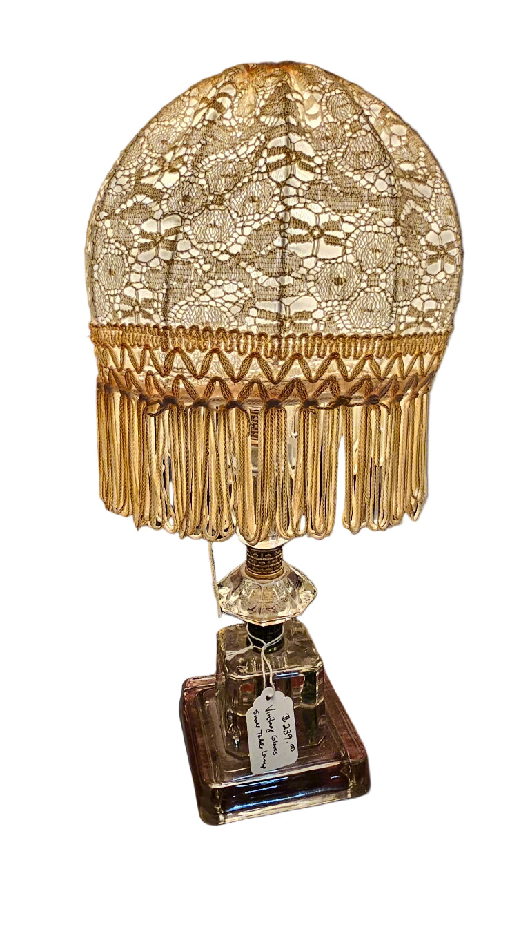 Table Lamp with Lace & Fringe Shade – Romantic Accent Lighting