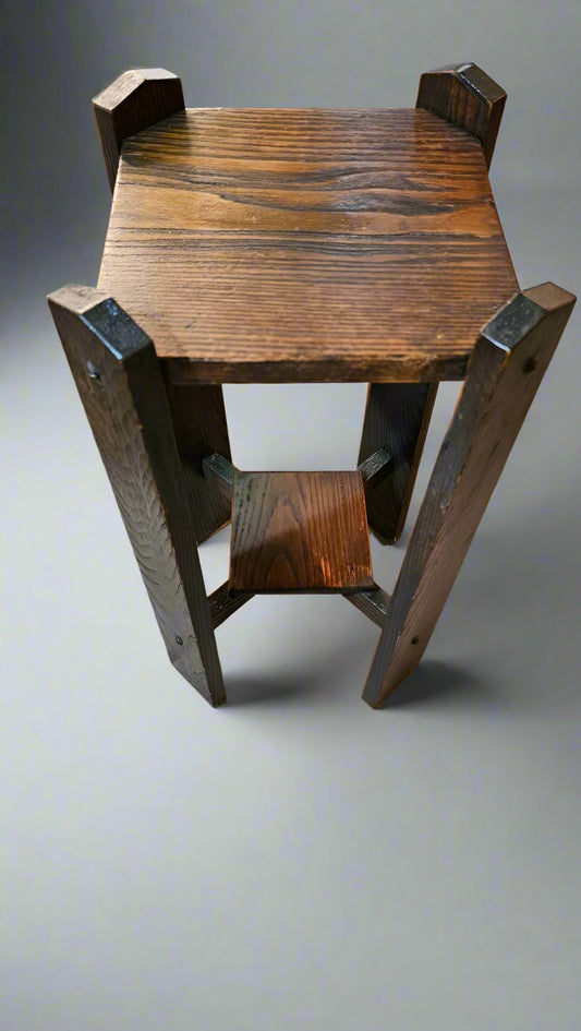 Arts & Crafts Vintage Table Stand – Early 20th Century Wooden Accent Table