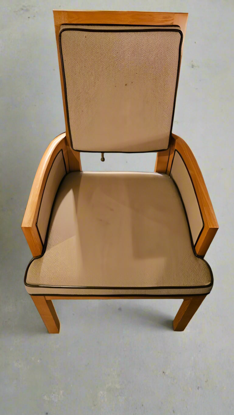 Wooden Desk Chair with Upholstered Seat  – Mid-Century Stanley Office Chair