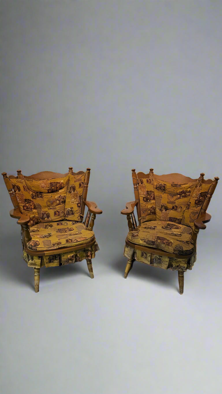 Rocking Chairs – Pair of Amish Wooden Spring Handcrafted Porch or Indoor Rockers