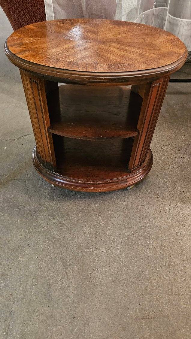 Drum Shaped Vintage Serving Cart with Wheels