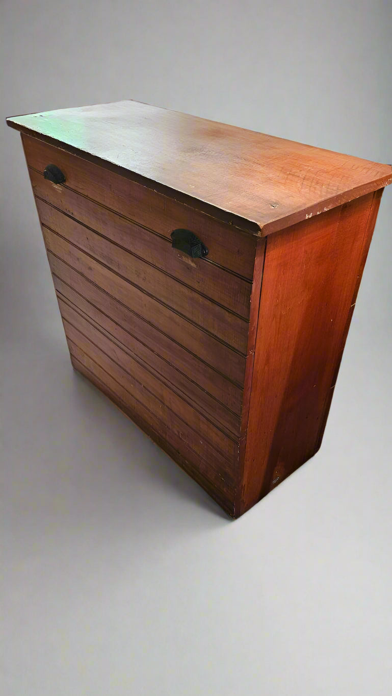 Wooden Grain Storage Box – Rustic Farmhouse Trunk with Patina