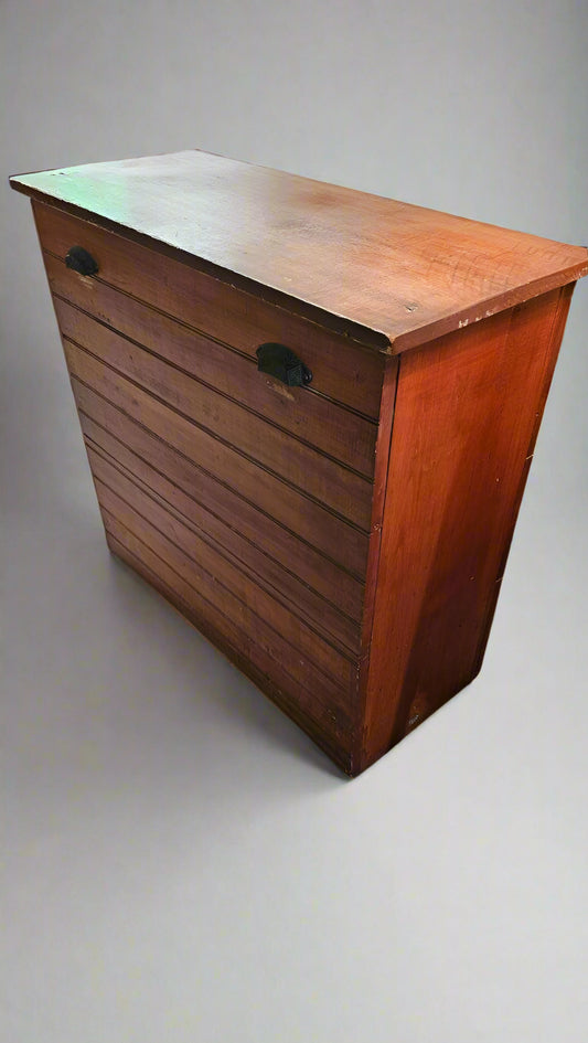 Wooden Grain Storage Box – Rustic Farmhouse Trunk with Patina