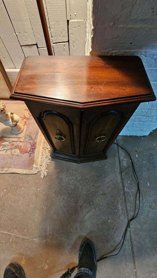 End Table – Mid-Century Wooden Storage Cabinet with Open Shelf