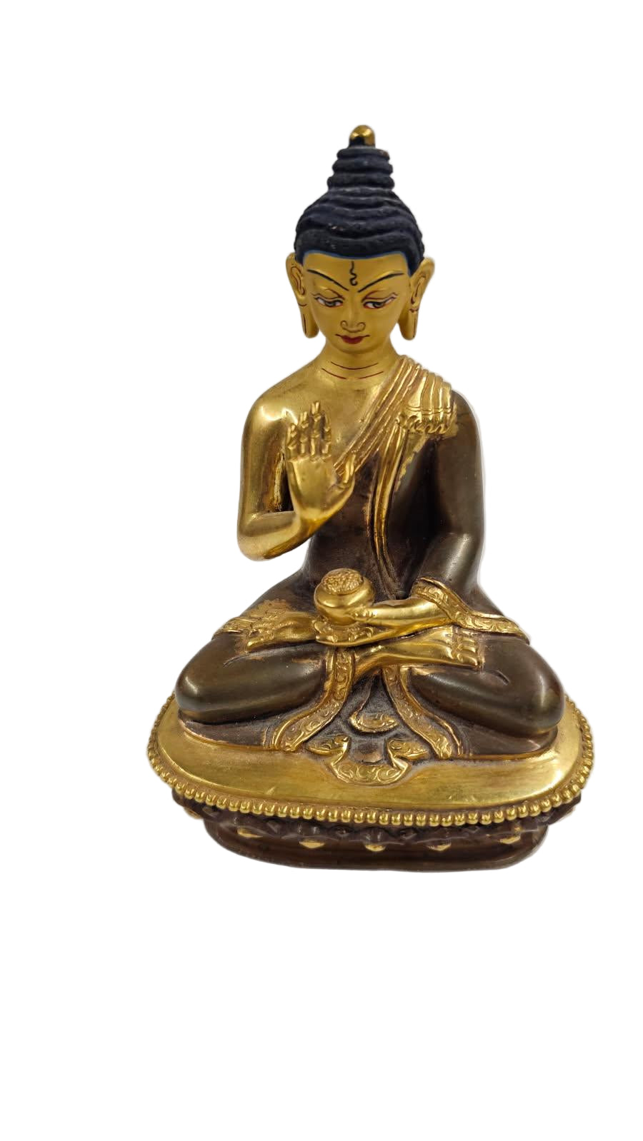 Tibetan Buddhist Art Sculpture - Partially Gold-Plated Shakyamuni Buddha Bronze Statue