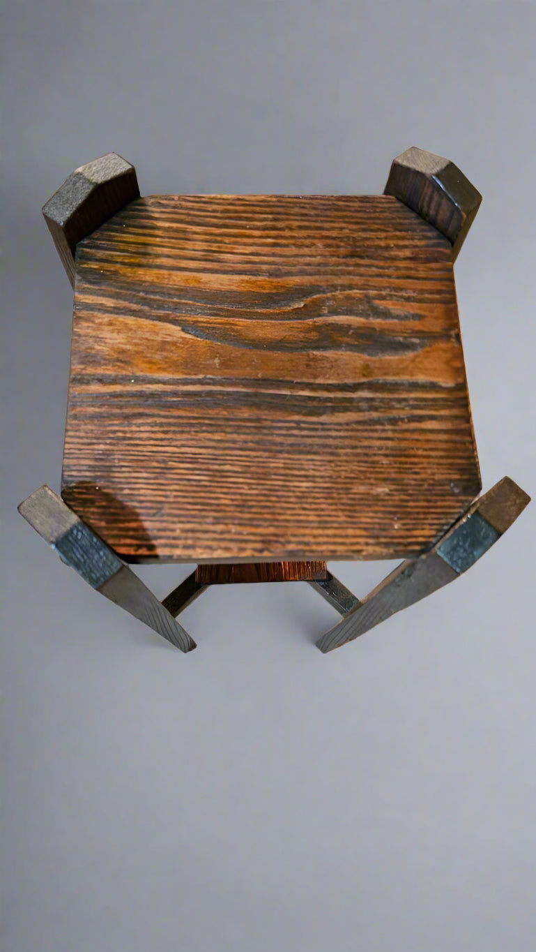Arts & Crafts Vintage Table Stand – Early 20th Century Wooden Accent Table