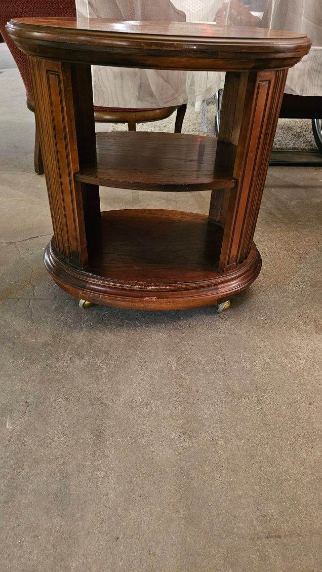 Drum Shaped Vintage Serving Cart with Wheels