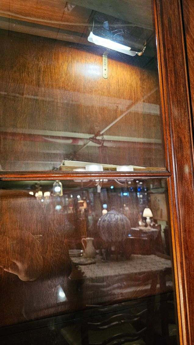 Vintage Display Hutch - Cherry Wood China Cabinet with Interior Lighting