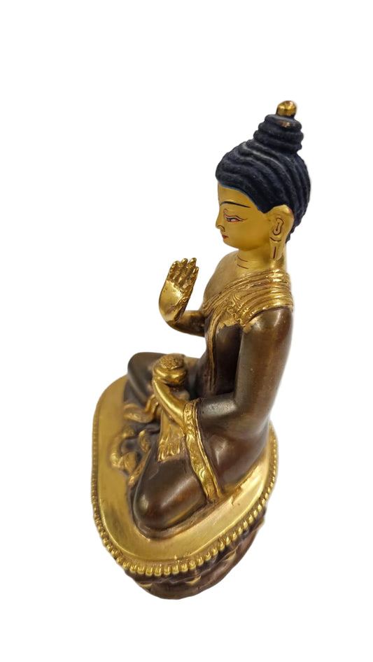 Tibetan Buddhist Art Sculpture - Partially Gold-Plated Shakyamuni Buddha Bronze Statue