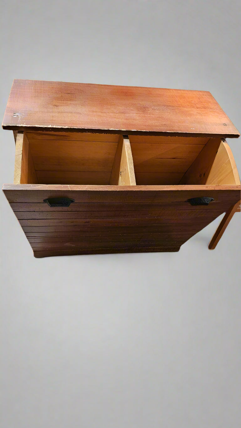 Wooden Grain Storage Box – Rustic Farmhouse Trunk with Patina